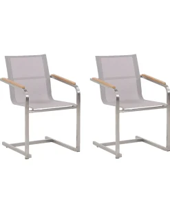 Gartenstuhl Edelstahl Beige 2Er Set Cosoleto