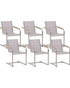 Gartenstuhl Edelstahl Beige 6Er Set Cosoleto