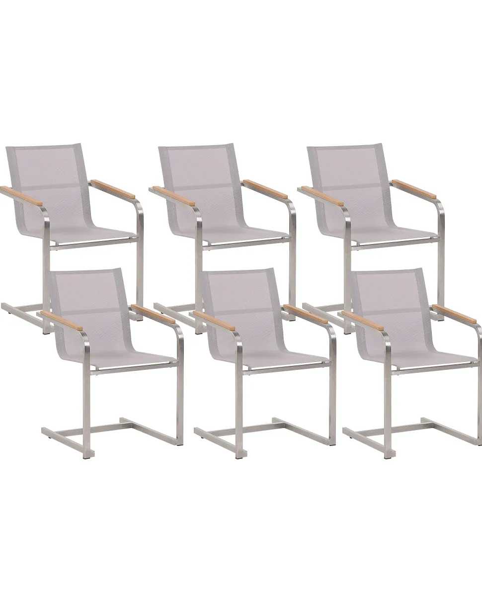 Gartenstuhl Edelstahl Beige 6Er Set Cosoleto