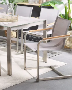 Gartenstuhl Edelstahl Beige 6Er Set Cosoleto