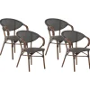 Gartenstuhl Grau / Dunkler Holzfarbton 4Er Set Caspri