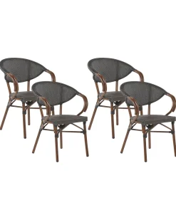 Gartenstuhl Grau / Dunkler Holzfarbton 4Er Set Caspri