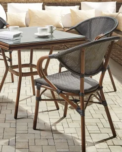 Gartenstuhl Grau / Dunkler Holzfarbton 4Er Set Caspri