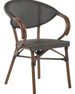 Gartenstuhl Grau / Dunkler Holzfarbton 4Er Set Caspri