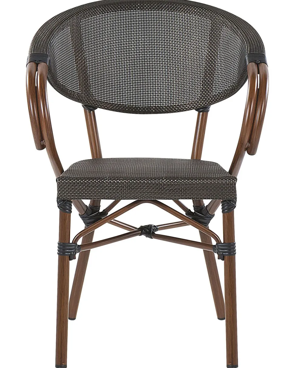 Gartenstuhl Grau / Dunkler Holzfarbton 4Er Set Caspri