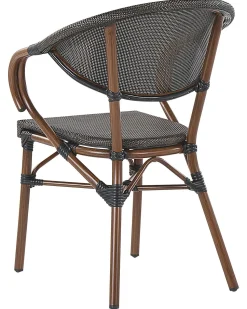 Gartenstuhl Grau / Dunkler Holzfarbton 4Er Set Caspri