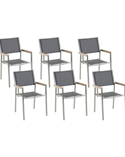 Gartenstuhl Grau 6Er Set Edelstahl Grosseto