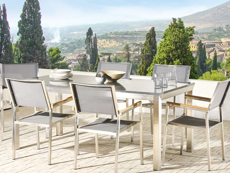 Gartenstuhl Grau 6Er Set Edelstahl Grosseto