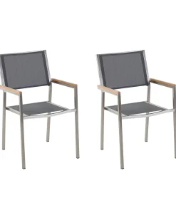 Gartenstuhl Grau 2Er Set Edelstahl Grosseto