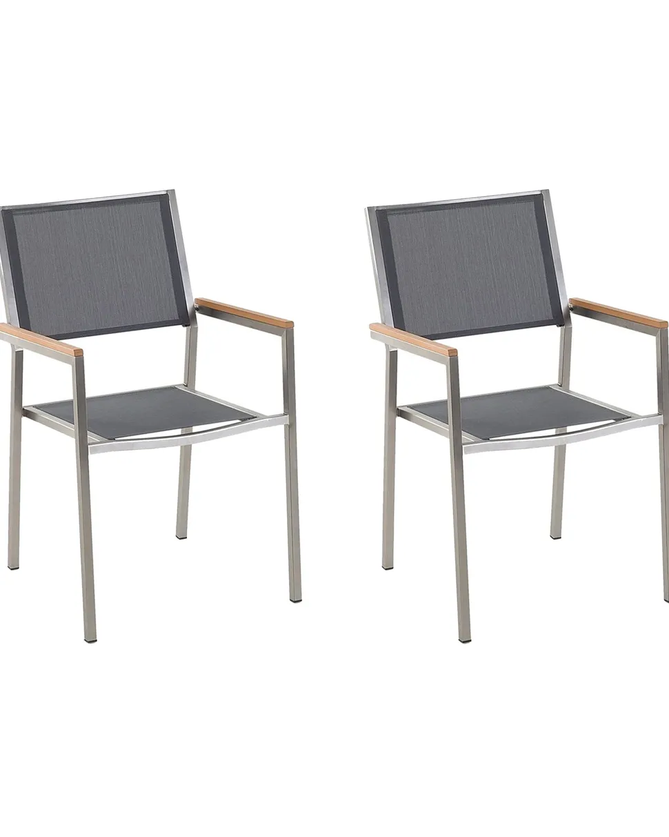 Gartenstuhl Grau 2Er Set Edelstahl Grosseto