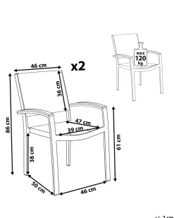 Gartenstuhl Grau 2Er Set Pereta