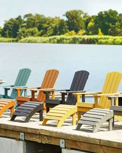 Gartenstuhl Kunstholz Dunkelgrau Mit Fushocker Adirondack