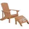 Gartenstuhl Kunstholz Heller Holzfarbton Mit Fushocker Adirondack