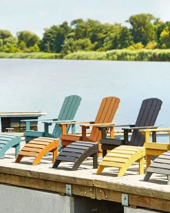 Gartenstuhl Kunstholz Heller Holzfarbton Mit Fushocker Adirondack
