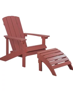 Gartenstuhl Kunstholz Rot Mit Fushocker Adirondack