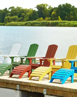Gartenstuhl Kunstholz Rot Mit Fushocker Adirondack