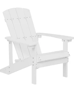 Gartenstuhl Kunstholz Weis Breite Armlehnen Adirondack