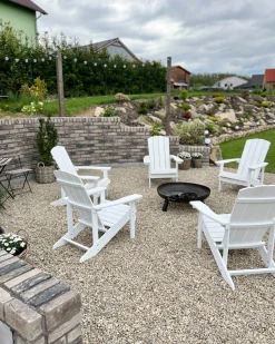 Gartenstuhl Kunstholz Weis Breite Armlehnen Adirondack