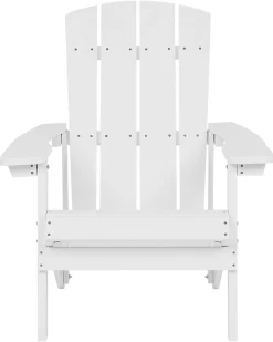 Gartenstuhl Kunstholz Weis Breite Armlehnen Adirondack