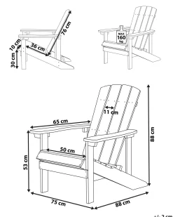 Gartenstuhl Kunstholz Weis Breite Armlehnen Adirondack