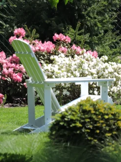 Gartenstuhl Kunstholz Weis Breite Armlehnen Adirondack