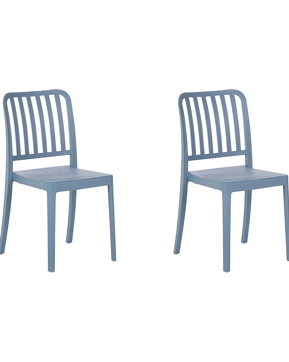 Gartenstuhl Kunststoff Blau 2Er Set Sersale