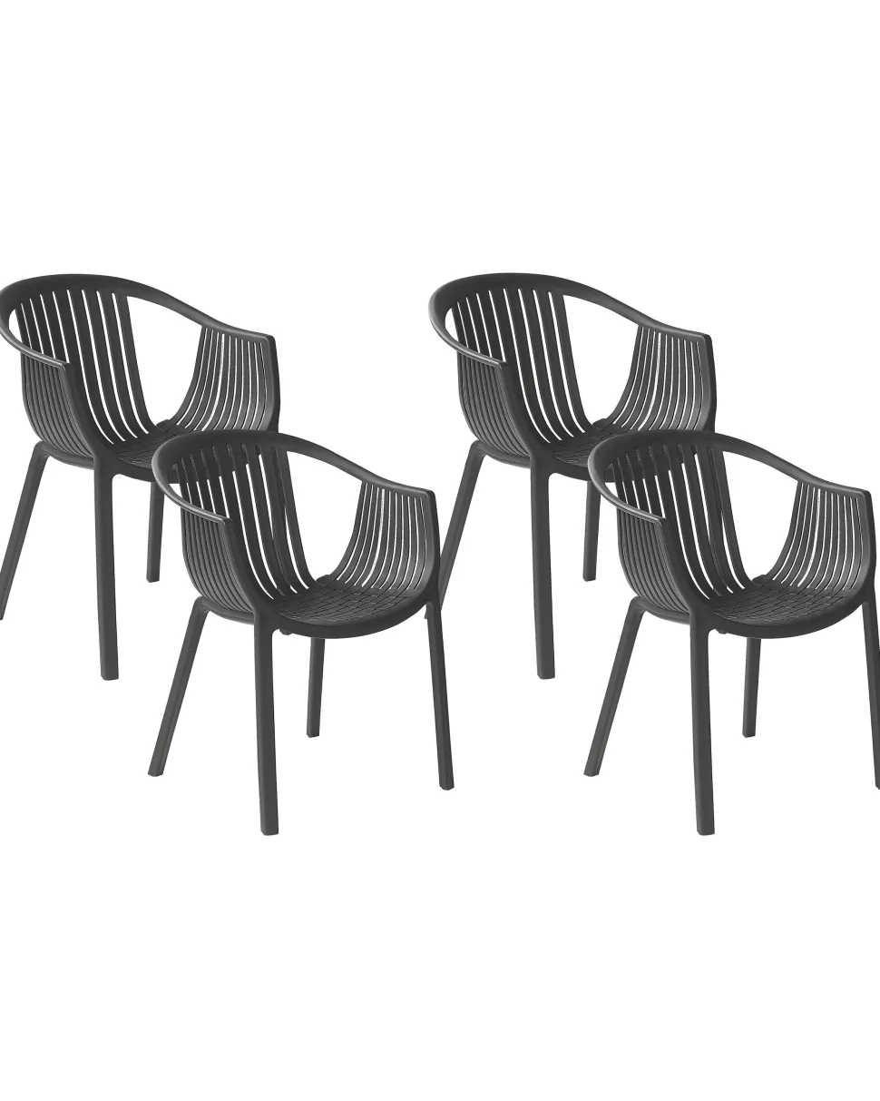 Gartenstuhl Kunststoff Schwarz 4Er Set Napoli