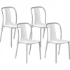 Gartenstuhl Kunststoff Weis / Grau 4Er Set Spezia