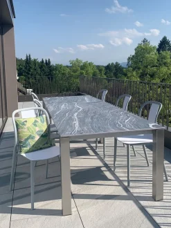 Gartenstuhl Kunststoff Weis / Grau 4Er Set Spezia