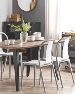 Gartenstuhl Kunststoff Weis / Grau 4Er Set Spezia