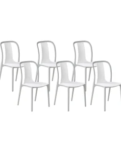 Gartenstuhl Kunststoff Weis / Grau 6Er Set Spezia