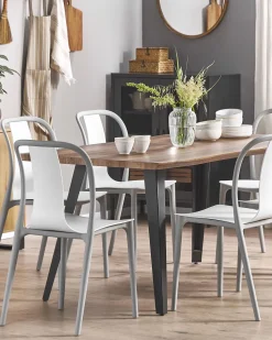 Gartenstuhl Kunststoff Weis / Grau 6Er Set Spezia