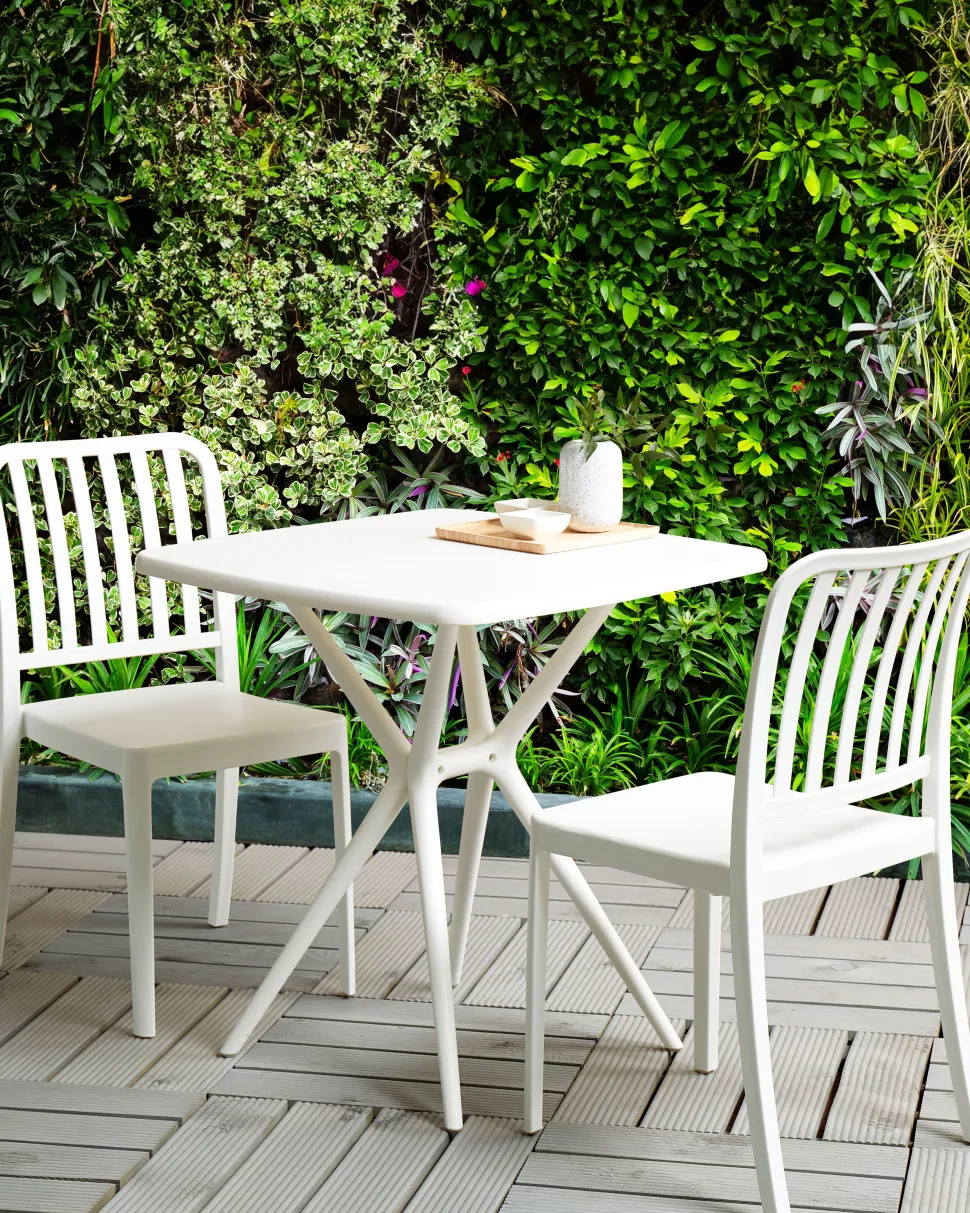 Gartenstuhl Kunststoff Weis 2Er Set Sersale
