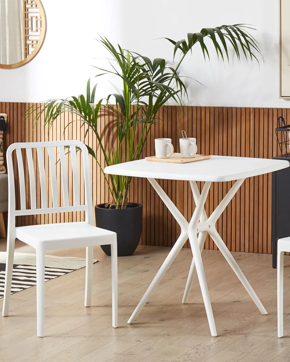 Gartenstuhl Kunststoff Weis 2Er Set Sersale
