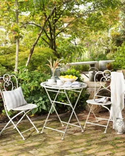 Gartenstuhl Metall Beige 2Er Set Klappbar Trieste