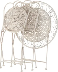 Gartenstuhl Metall Beige 2Er Set Klappbar Trieste
