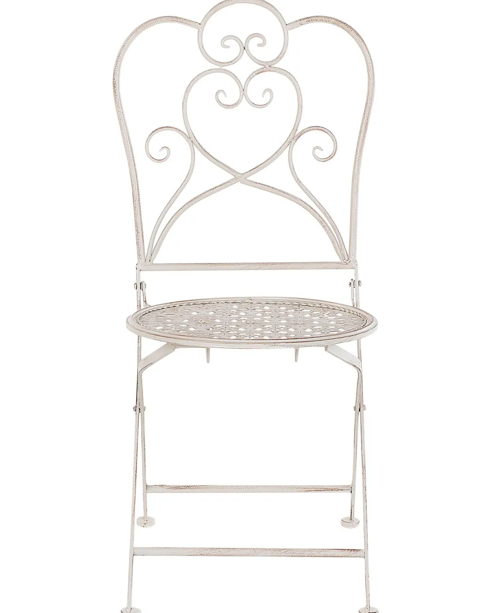Gartenstuhl Metall Beige 2Er Set Klappbar Trieste