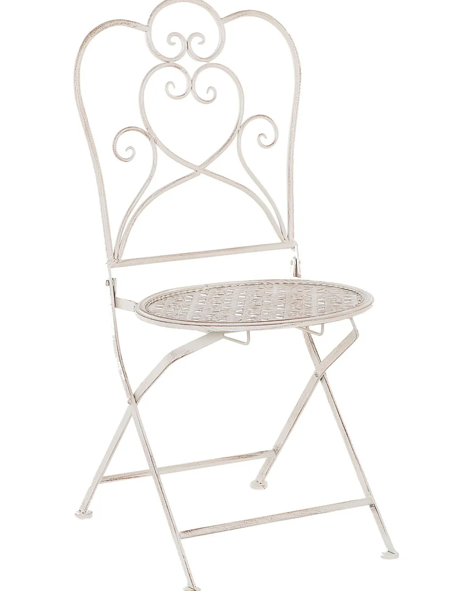 Gartenstuhl Metall Beige 2Er Set Klappbar Trieste