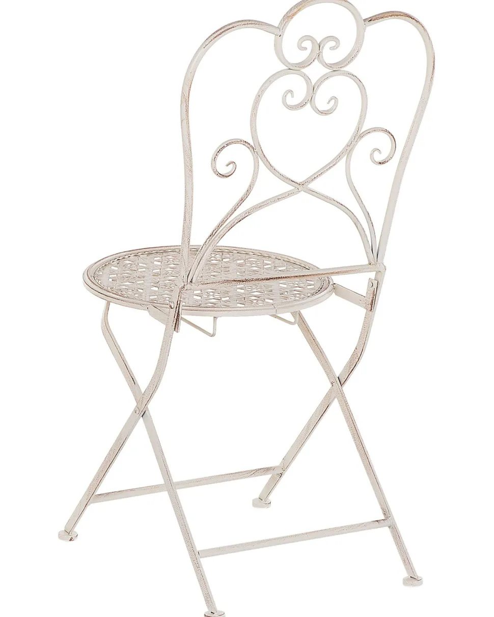 Gartenstuhl Metall Beige 2Er Set Klappbar Trieste