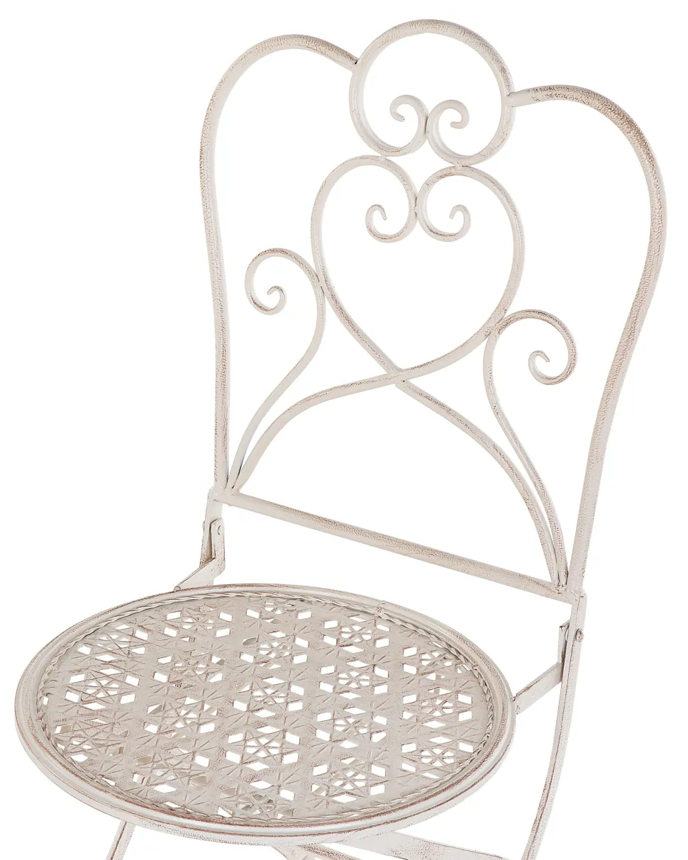 Gartenstuhl Metall Beige 2Er Set Klappbar Trieste