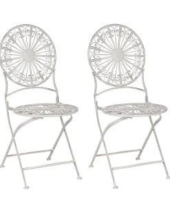 Gartenstuhl Metall Cremeweis 2Er Set Zusammenklappbar Scafa