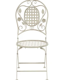 Gartenstuhl Metall Cremeweis 2Er Set Zusammenklappbar Bivio