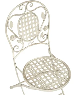 Gartenstuhl Metall Cremeweis 2Er Set Zusammenklappbar Bivio