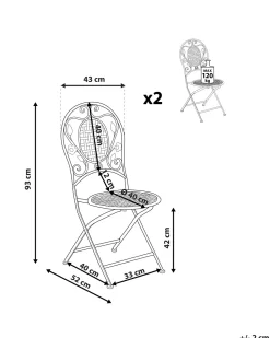 Gartenstuhl Metall Cremeweis 2Er Set Zusammenklappbar Bivio