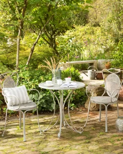 Gartenstuhl Metall Hellgrau 2Er Set Geschwungene Armlehnen Cilento