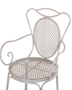 Gartenstuhl Metall Hellgrau 2Er Set Geschwungene Armlehnen Cilento