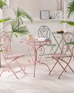 Gartenstuhl Metall Rosa 2Er Set Zusammenklappbar Albinia
