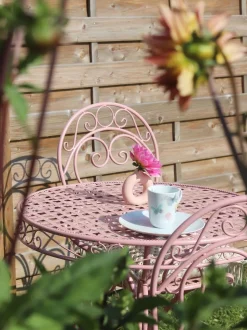 Gartenstuhl Metall Rosa 2Er Set Zusammenklappbar Albinia