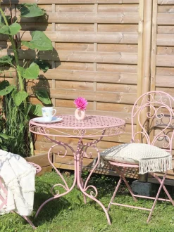 Gartenstuhl Metall Rosa 2Er Set Zusammenklappbar Albinia