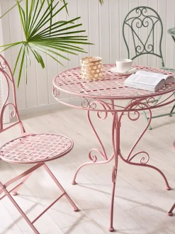 Gartenstuhl Metall Rosa 2Er Set Zusammenklappbar Albinia
